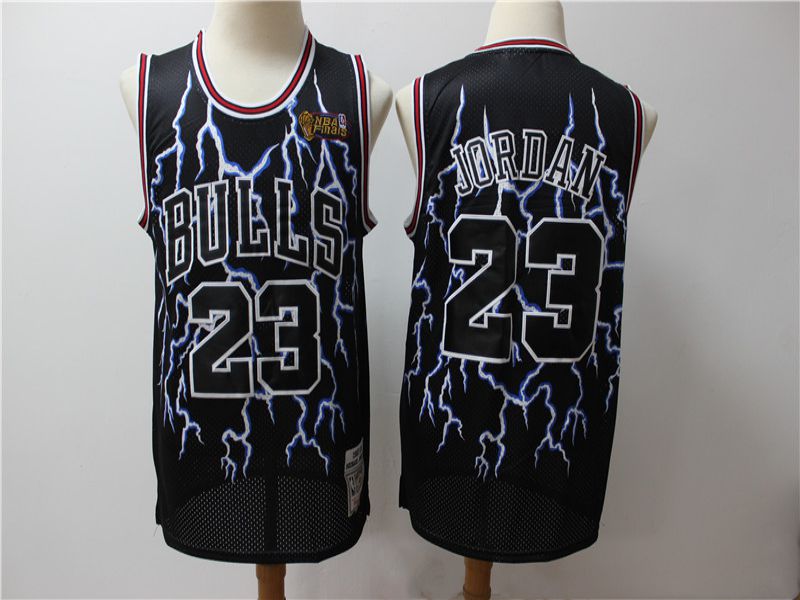 Men Chicago Bulls #23 Jordan Black Lightning version NBA Jerseys->chicago bulls->NBA Jersey